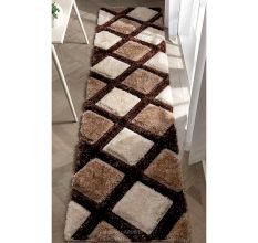Modern Brown Plush Hall Rug